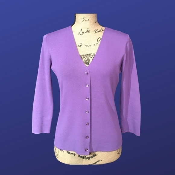 CABLE & GAUGE Viscose Cardigan, V-Neck, PURPLE/VIOLET, Women's Size Small, NWOT - Picture 1 of 9